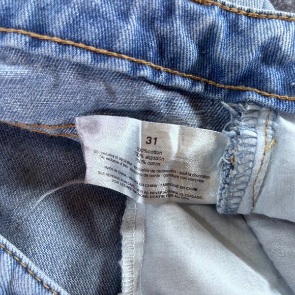 Frayed Jeans Ankle Straight Women 31 Light Wash Two Tone Distressed High Rise - Picture 4 of 9